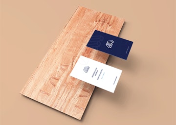 Business Cards Mockup Above Plank